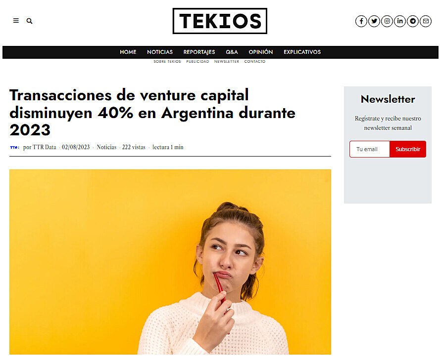 Transacciones de venture capital disminuyen 40% en Argentina durante 2023